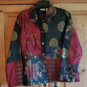 CHICO'S Gorgeous Patchwork Oriental Theme Jacket